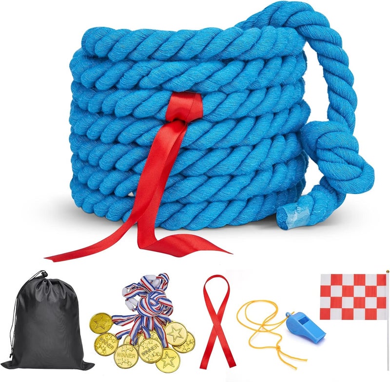 Redllo Tug of War Rope for Kids and Adults,Outdoor Field Day Family Reunion Birthday Party, Summer Outside Yard Backyard Lawn, Camping Picnic Carnival Games,Team Building (Blue, 40FT) - Image 1